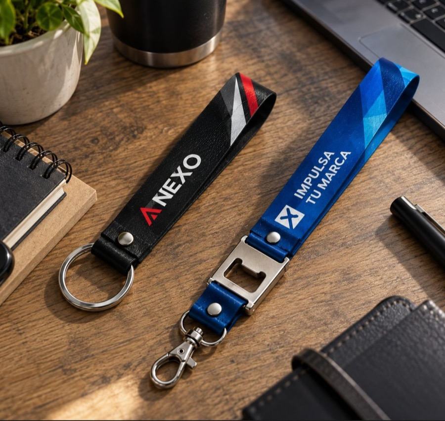 Llaveros con marca y libreta personalizada