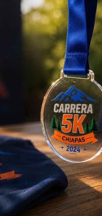 Medalla personalizada para carrera 5K en DTF UV